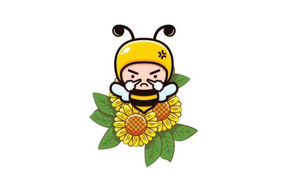 Bee Flying on Flowers: Vibrant Graphics and Illustrations for Branding