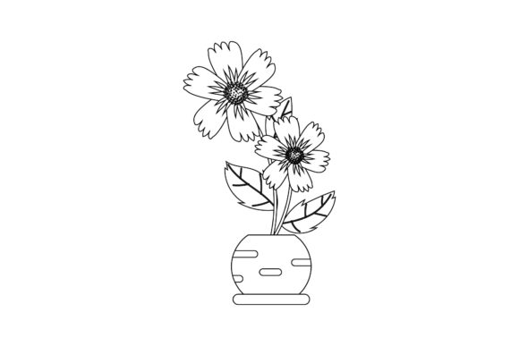 Flowers Botany Style Pot Outline: A Freebies Graphics Review