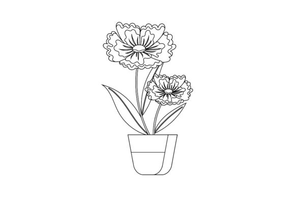 Flowers Pot Outdoor Outline: Modern Graphics for Editorial Use