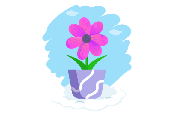 Flowers Pot Vintage Cloud Style Graphics and Illustrations Review