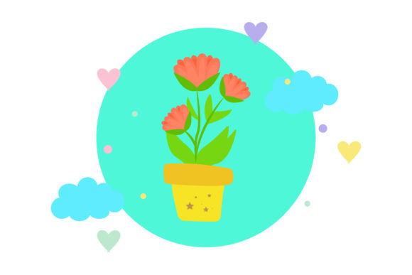 Flowers Summer Design Circle Cloud: A Review for Graphics and Illustrations