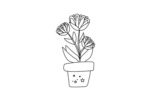 Flowers Summer Design Outline for Graphics and Illustrations