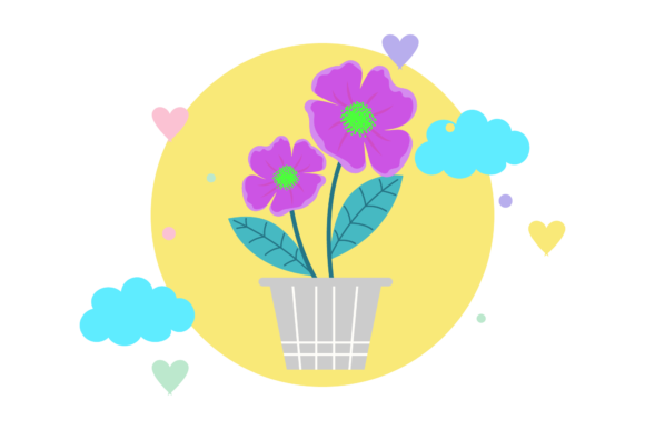 Flowers Summer Plant Circle Cloud Graphics & Illustrations
