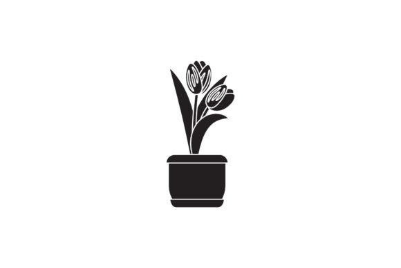 Purple Tulip Flowers White Line Style Graphics Freebies