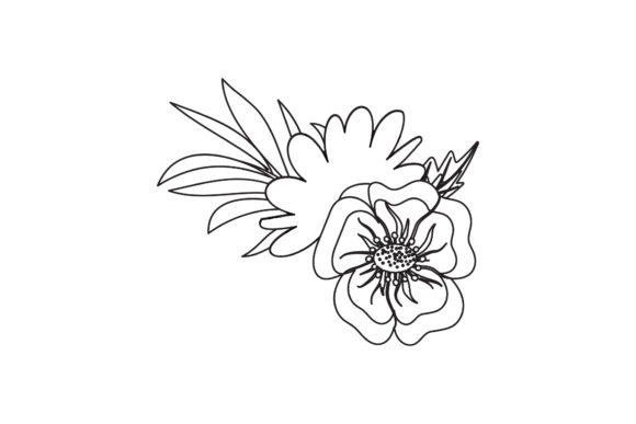 Two Flowers Beauty Icon Line Style Graphics for Freebies